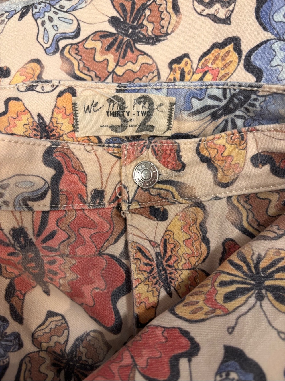 Free People Peach Butterfly Print Flare Jeans - Picture 12 of 12